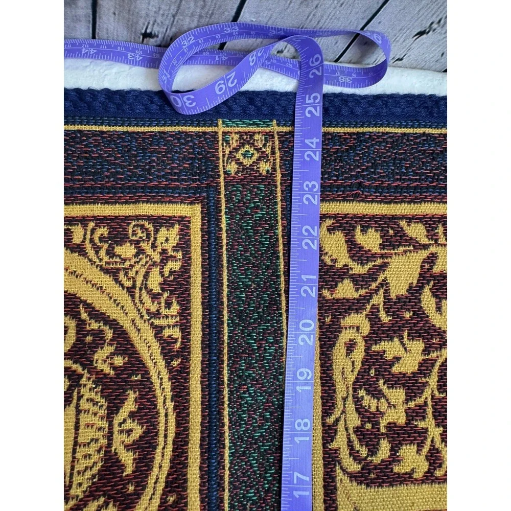 VTG NOEL Holiday Jacquard Woven Tapestry Wall‎ Hanging with Wooden Rod 32x25